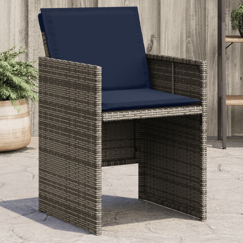 vidaXL Patio Chairs with Cushions 4 pcs Gray Poly Rattan-0