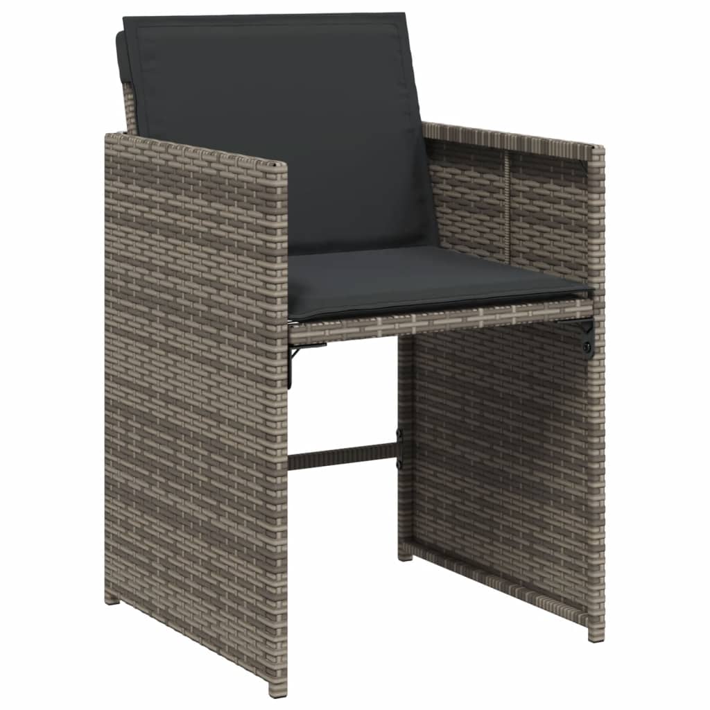 vidaXL Patio Chairs with Cushions 4 pcs Gray Poly Rattan-2