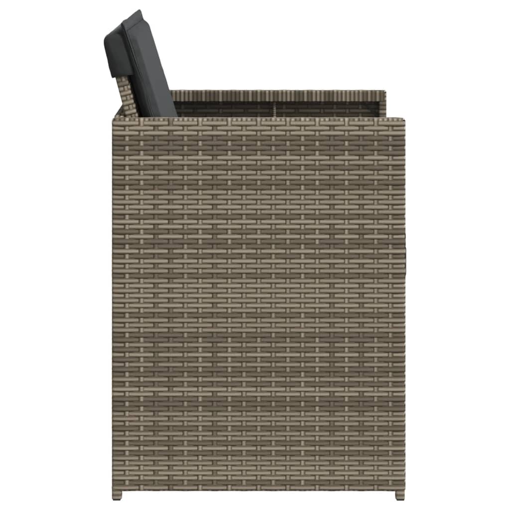 vidaXL Patio Chairs with Cushions 4 pcs Gray Poly Rattan-4