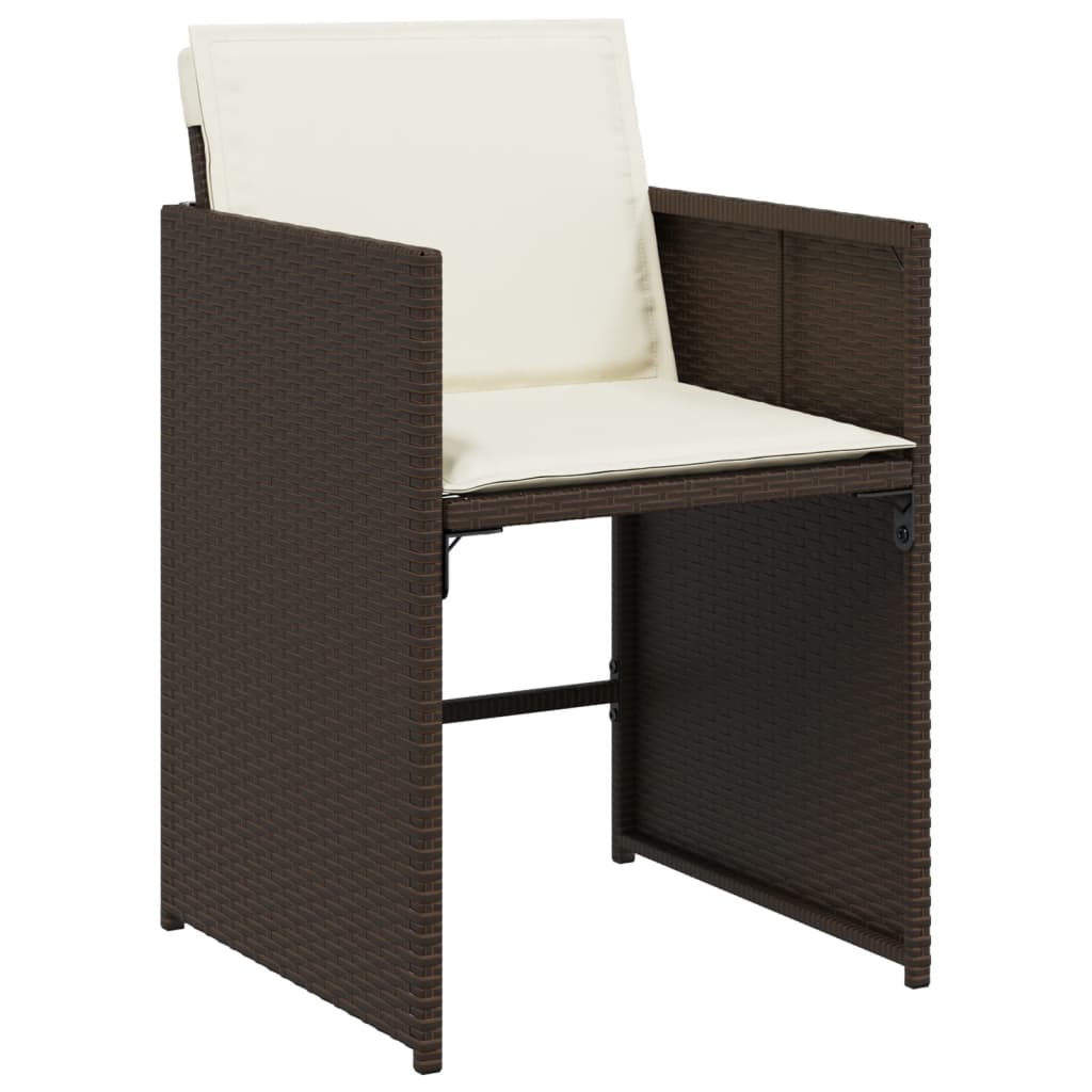 vidaXL Patio Chairs with Cushions 4 pcs Brown Poly Rattan-2