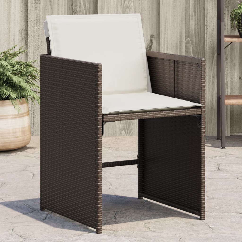 vidaXL Patio Chairs with Cushions 4 pcs Brown Poly Rattan-0