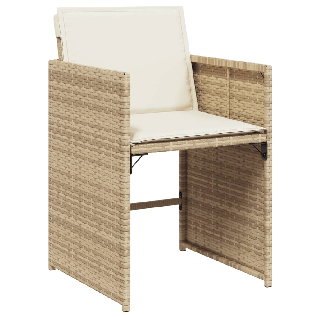 vidaXL Patio Chairs with Cushions 4 pcs Beige Poly Rattan-2