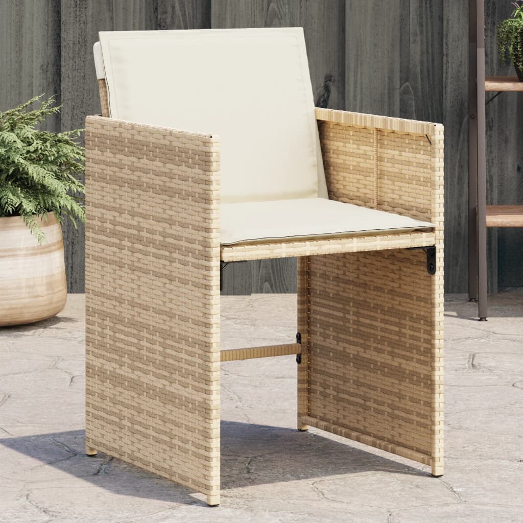 vidaXL Patio Chairs with Cushions 4 pcs Beige Poly Rattan-0