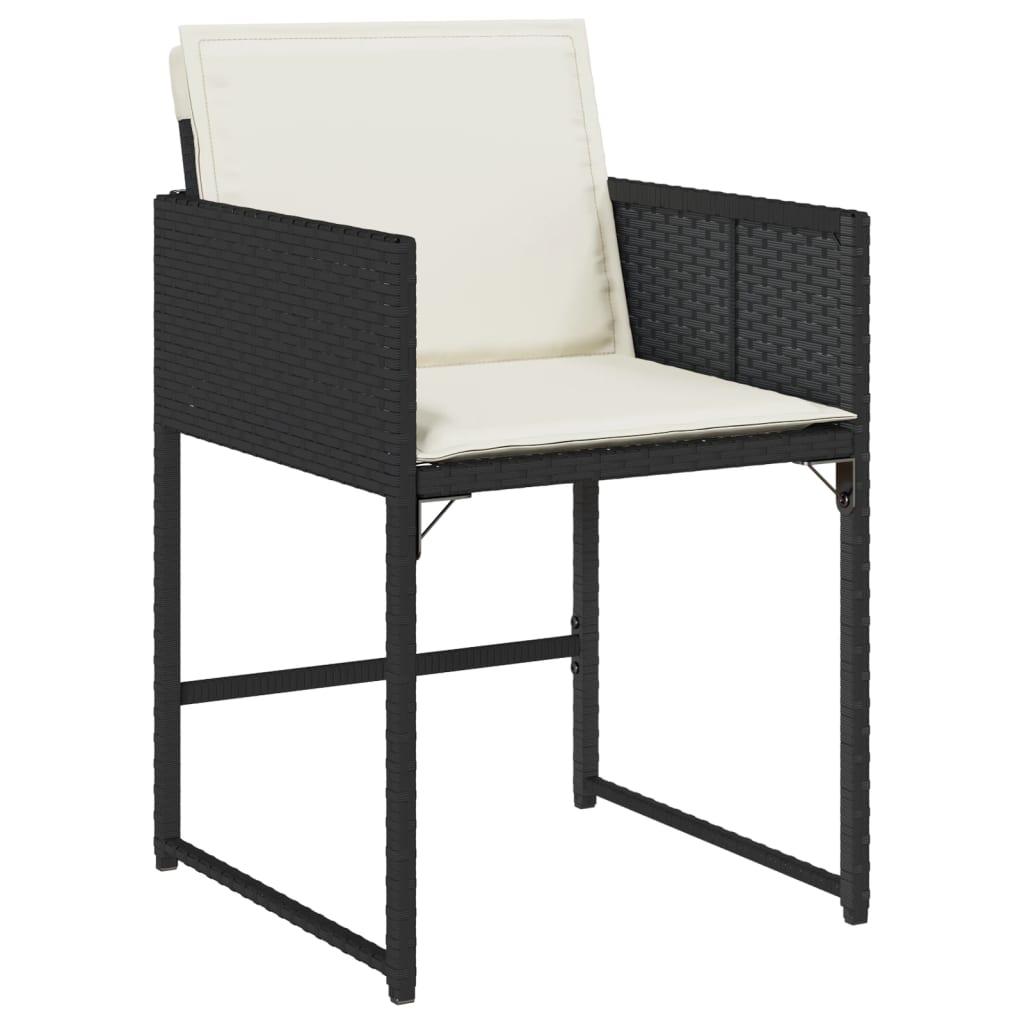 vidaXL Patio Chairs with Cushions 4 pcs Black Poly Rattan-3