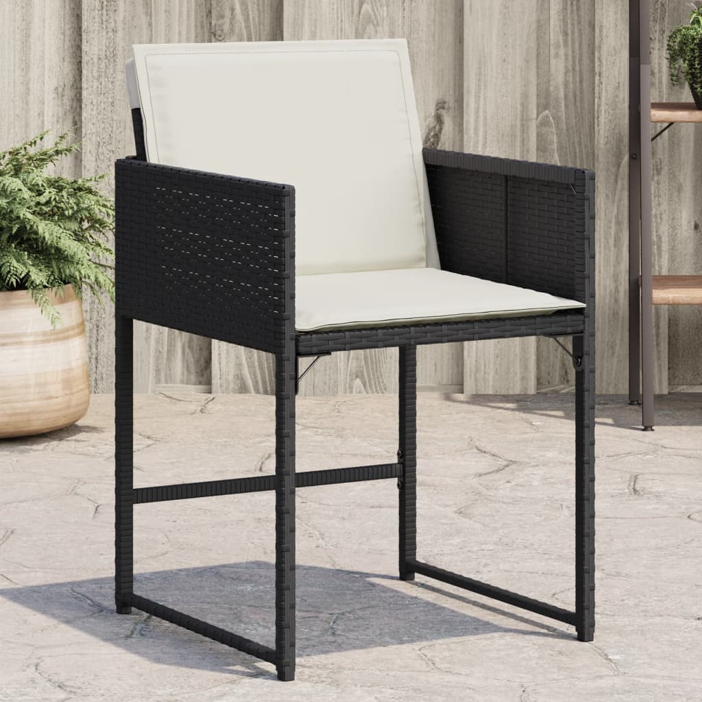 vidaXL Patio Chairs with Cushions 4 pcs Black Poly Rattan-0