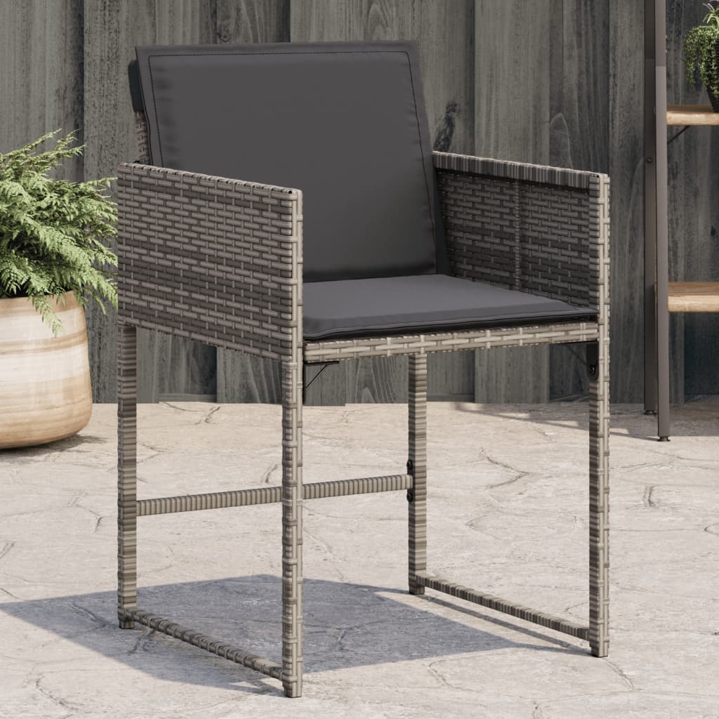 vidaXL Patio Chairs with Cushions 4 pcs Gray Poly Rattan-0