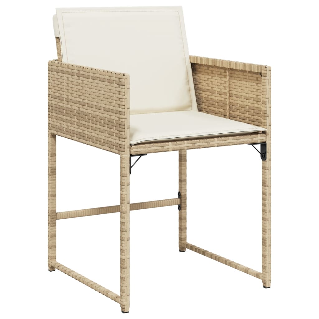 vidaXL Patio Chairs with Cushions 4 pcs Beige Poly Rattan-3