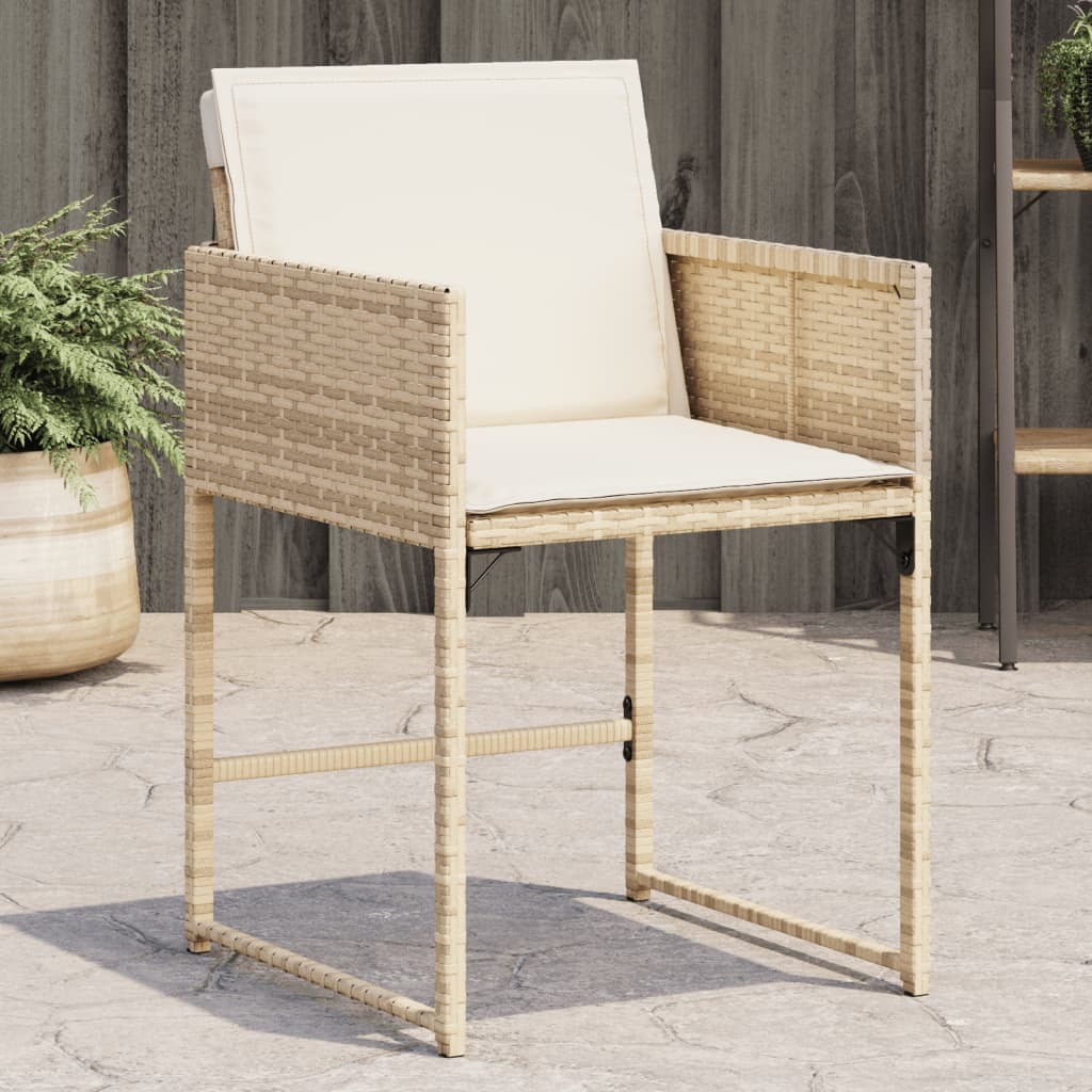 vidaXL Patio Chairs with Cushions 4 pcs Beige Poly Rattan-0