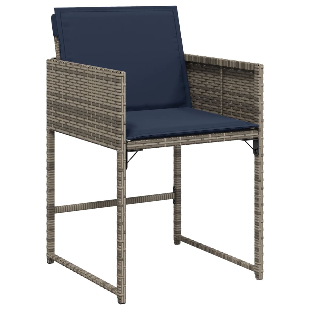 vidaXL Patio Chairs with Cushions 4 pcs Gray Poly Rattan-3