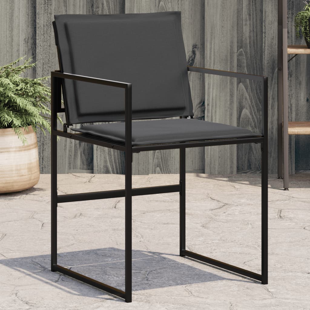 vidaXL Patio Chairs with Cushions 4 pcs Black Steel and Textilene-0