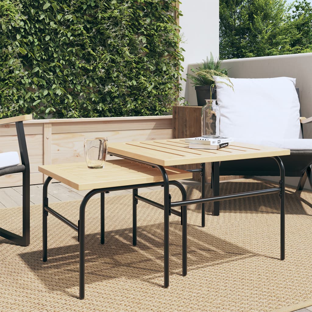 vidaXL Patio Nest of Coffee Tables 2 pcs Brown and Black Steel-0