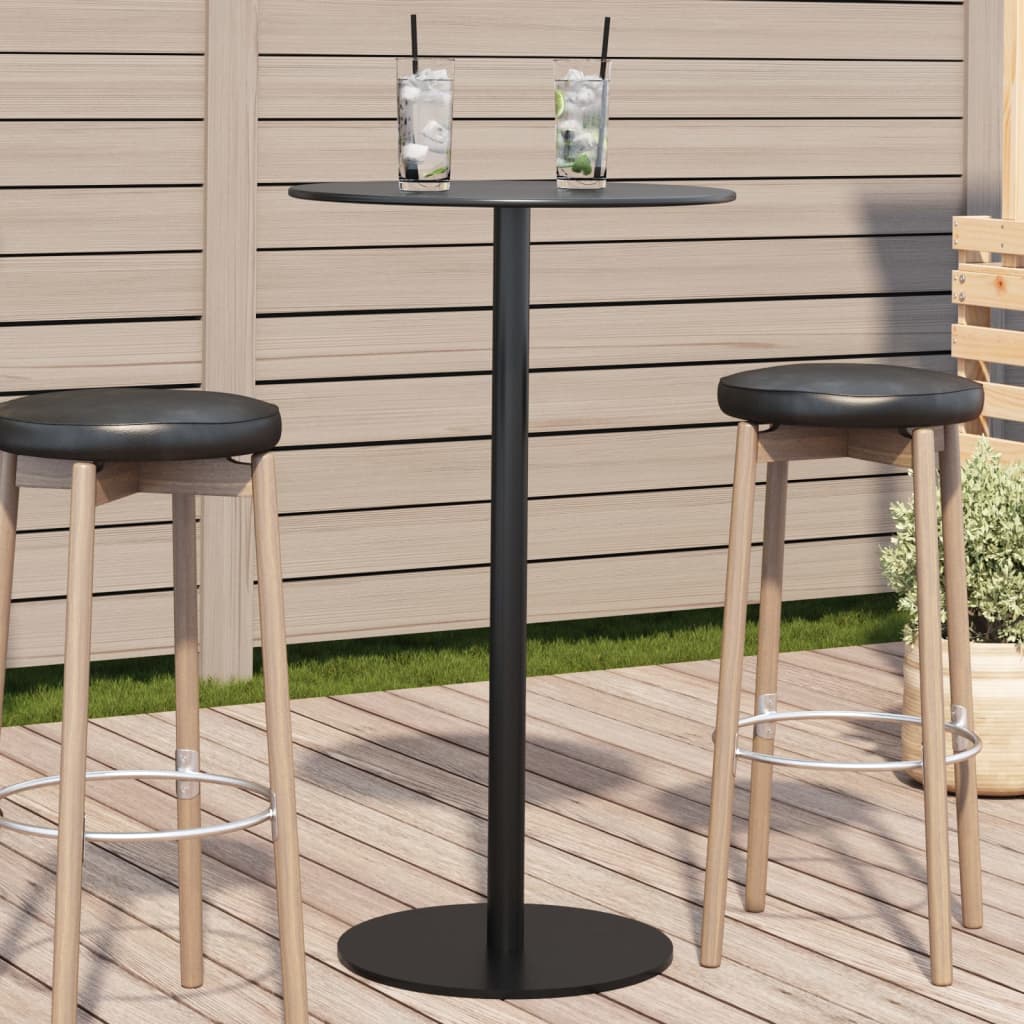 vidaXL Patio Table Round Black Ø23.6"x41.3" Steel-0