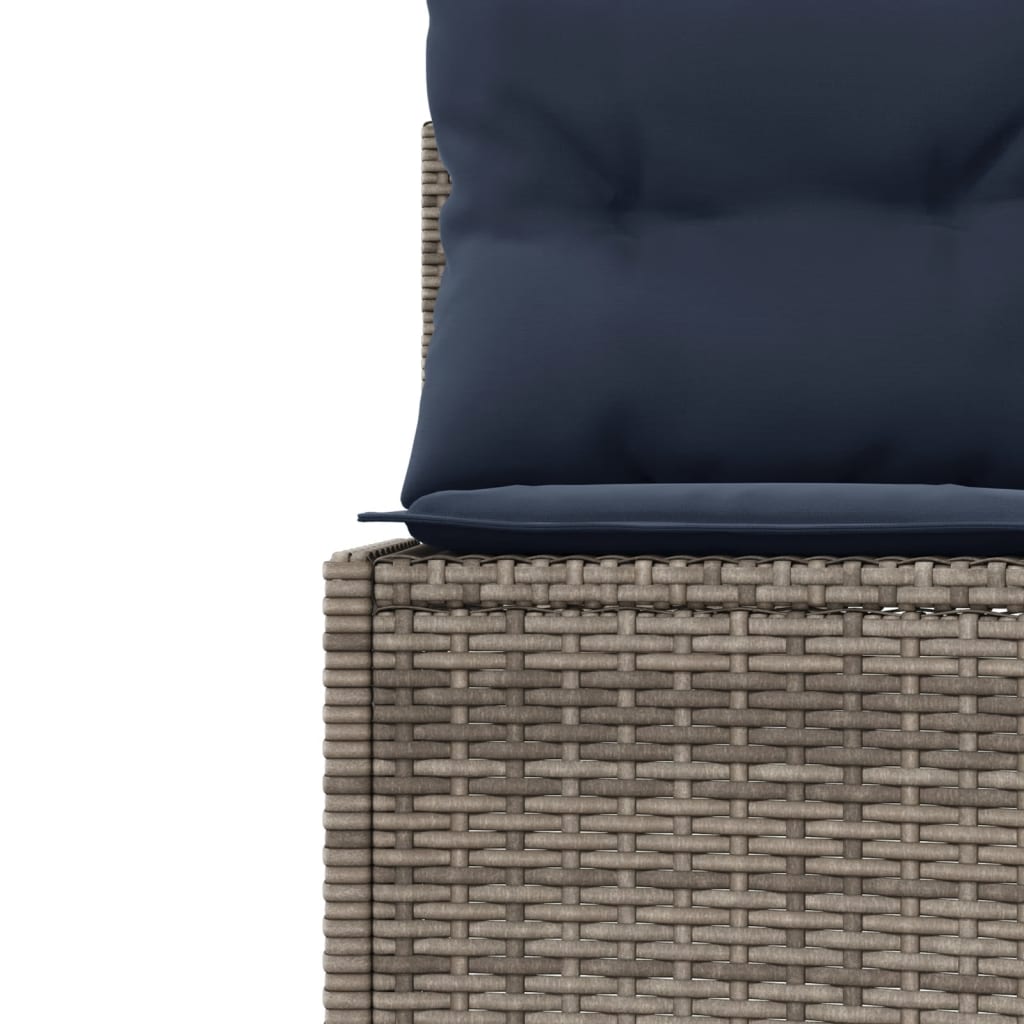 vidaXL Patio Sofa with Cushions Half-Round Gray Poly Rattan-3