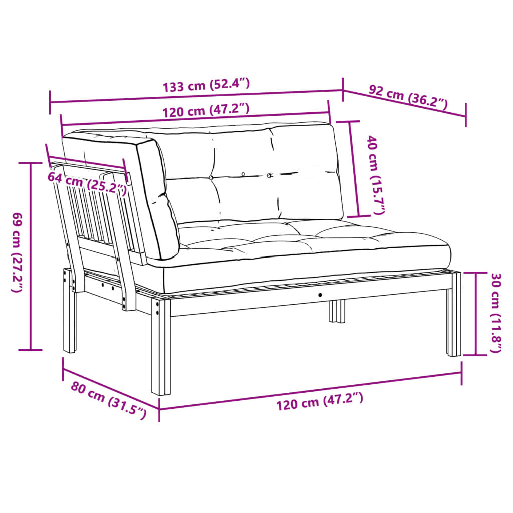 vidaXL Patio Pallet Corner Sofa with Cushions Solid Wood Acacia-2