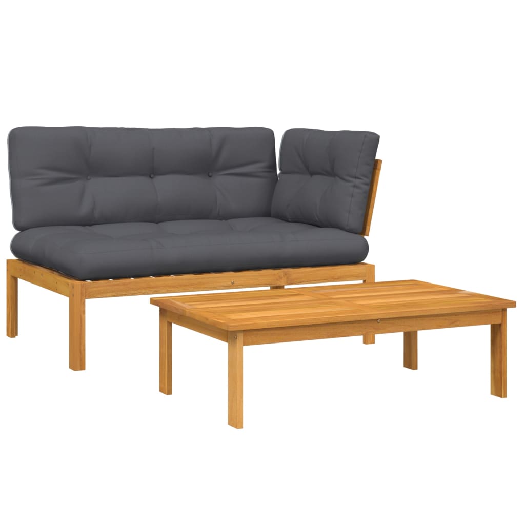 vidaXL 2 Piece Patio Pallet Sofa Set with Cushions Solid Wood Acacia-1