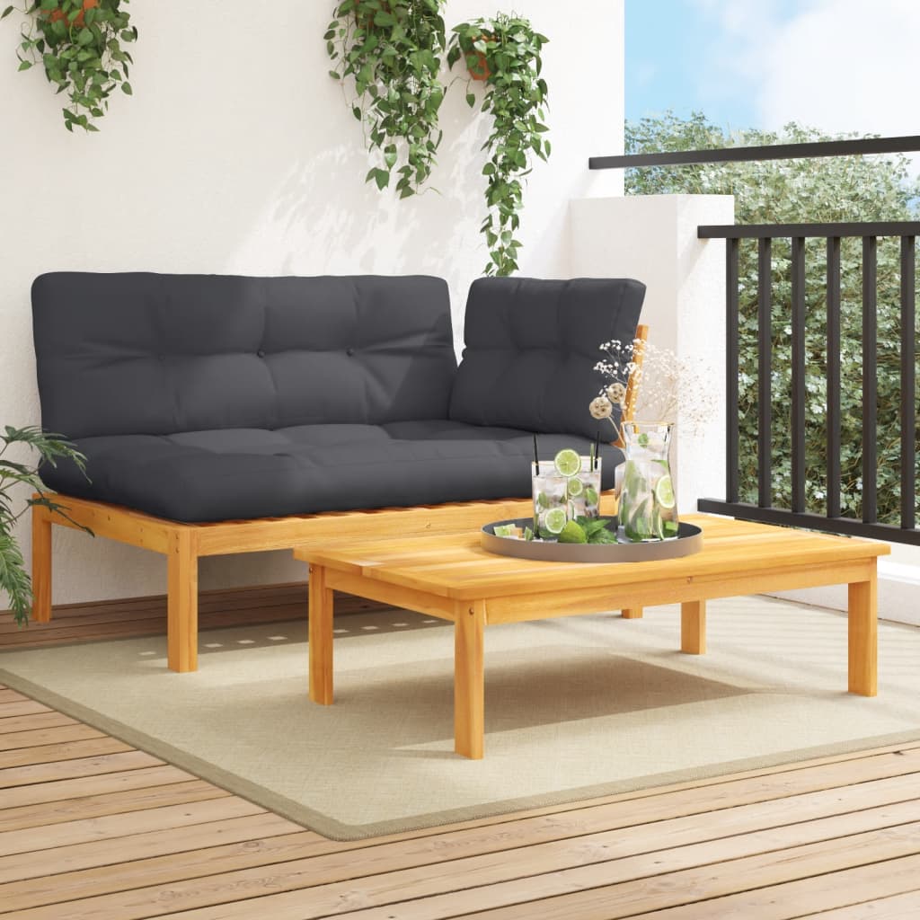 vidaXL 2 Piece Patio Pallet Sofa Set with Cushions Solid Wood Acacia-0