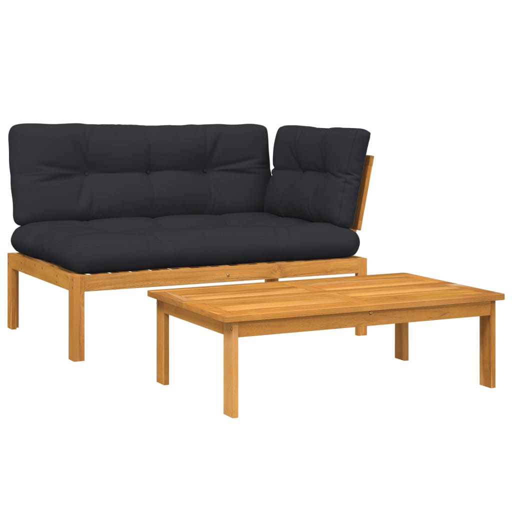 vidaXL 2 Piece Patio Pallet Sofa Set with Cushions Solid Wood Acacia-1