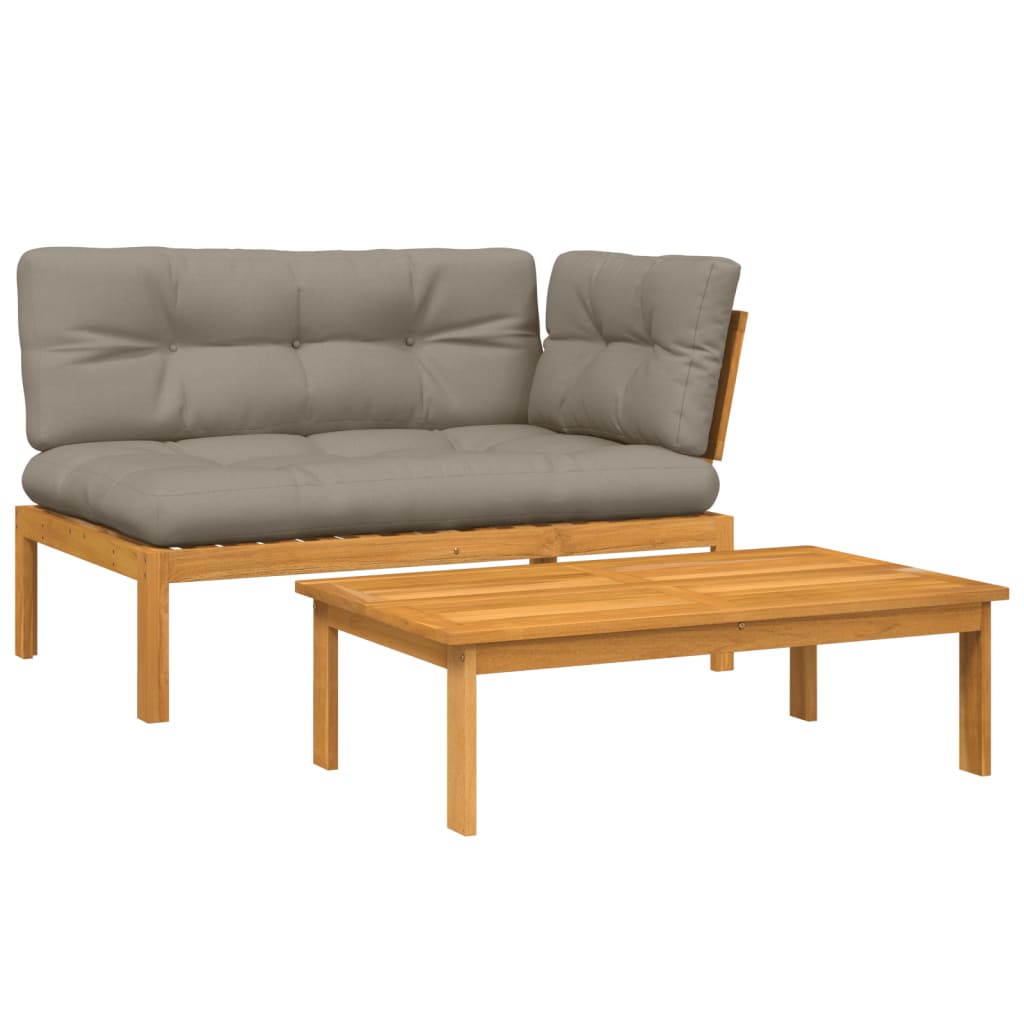 vidaXL 2 Piece Patio Pallet Sofa Set with Cushions Solid Wood Acacia-1