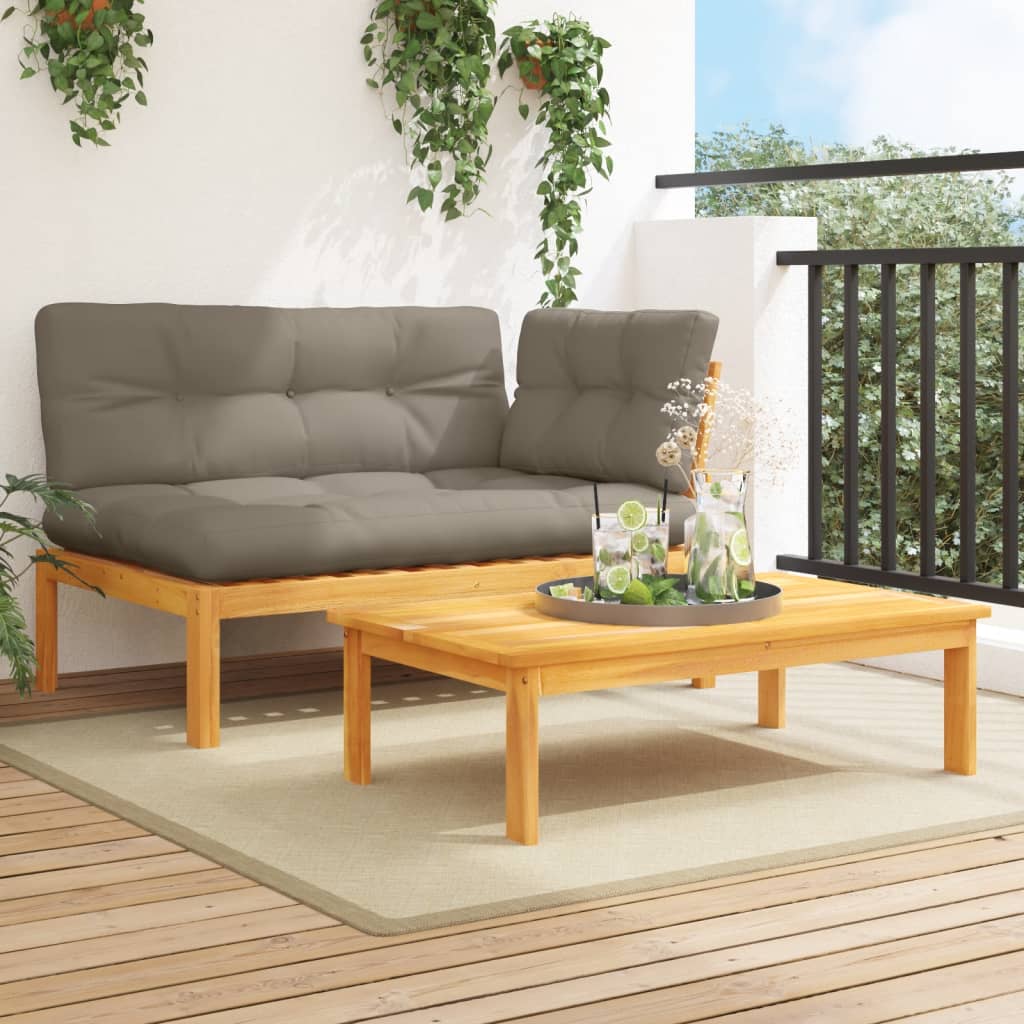 vidaXL 2 Piece Patio Pallet Sofa Set with Cushions Solid Wood Acacia-0