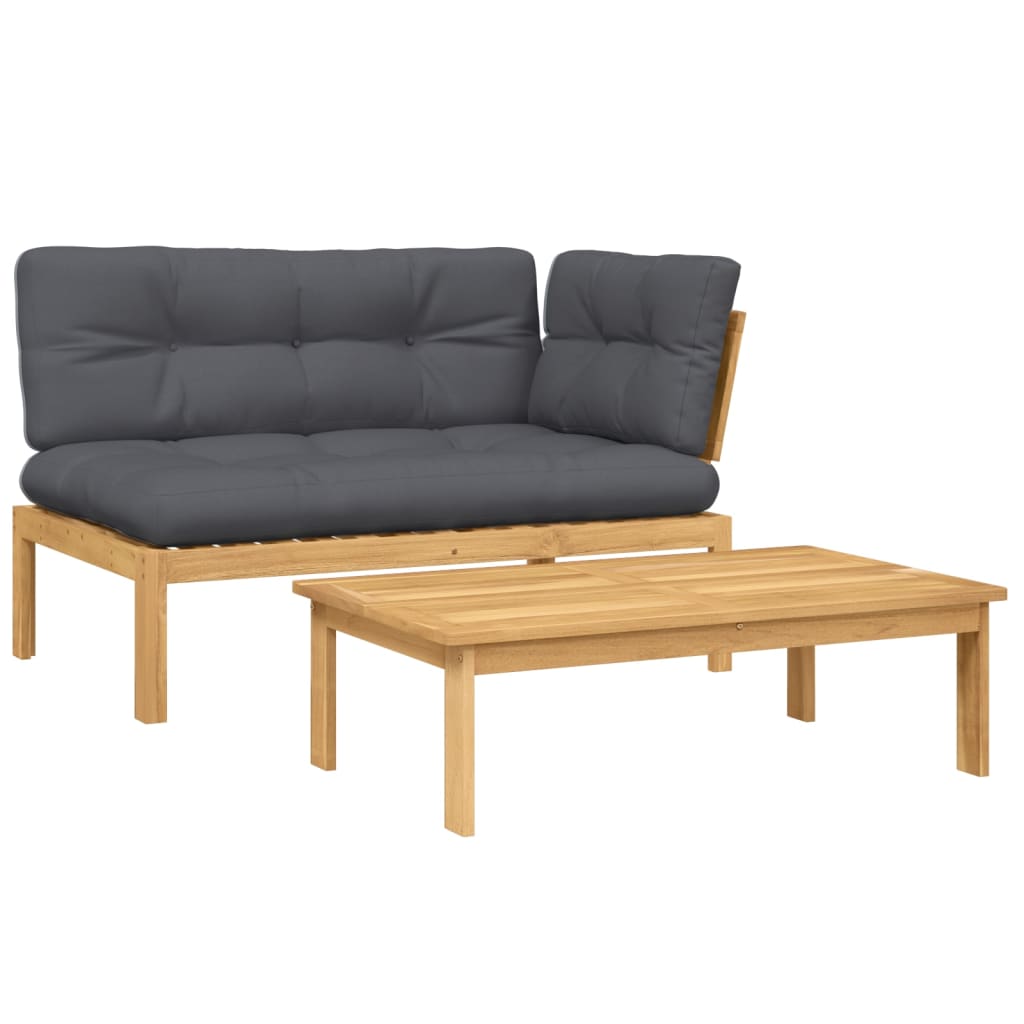 vidaXL 2 Piece Patio Pallet Sofa Set with Cushions Solid Wood Acacia-1