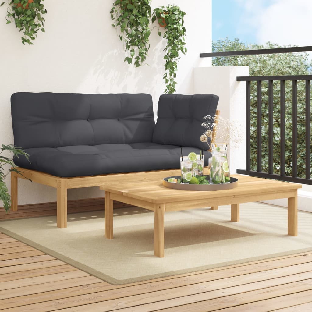 vidaXL 2 Piece Patio Pallet Sofa Set with Cushions Solid Wood Acacia-0