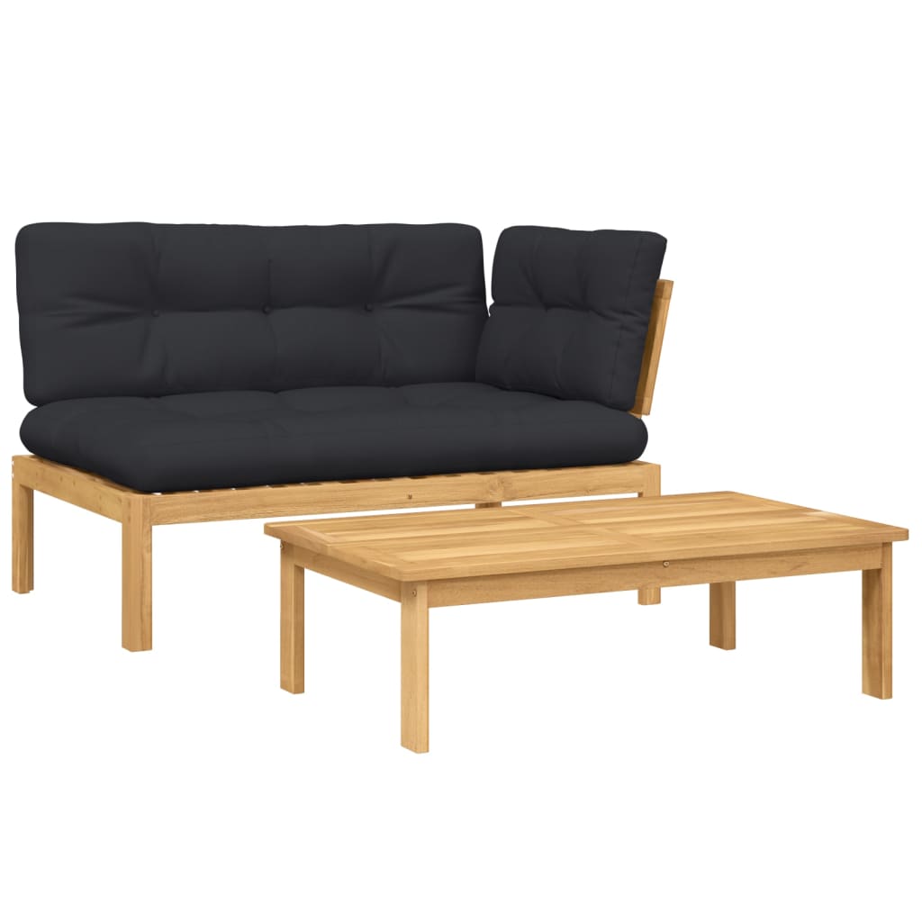 vidaXL 2 Piece Patio Pallet Sofa Set with Cushions Solid Wood Acacia-1