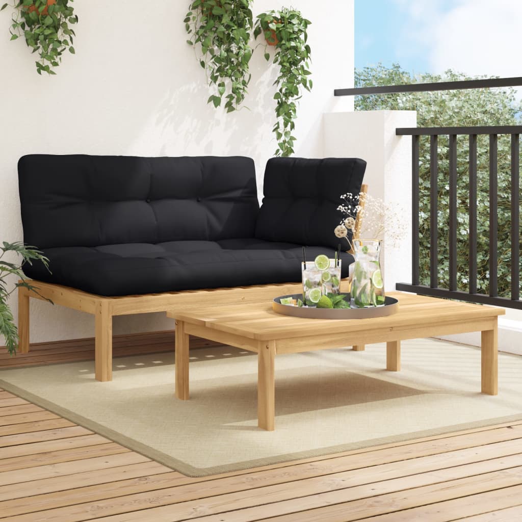 vidaXL 2 Piece Patio Pallet Sofa Set with Cushions Solid Wood Acacia-0