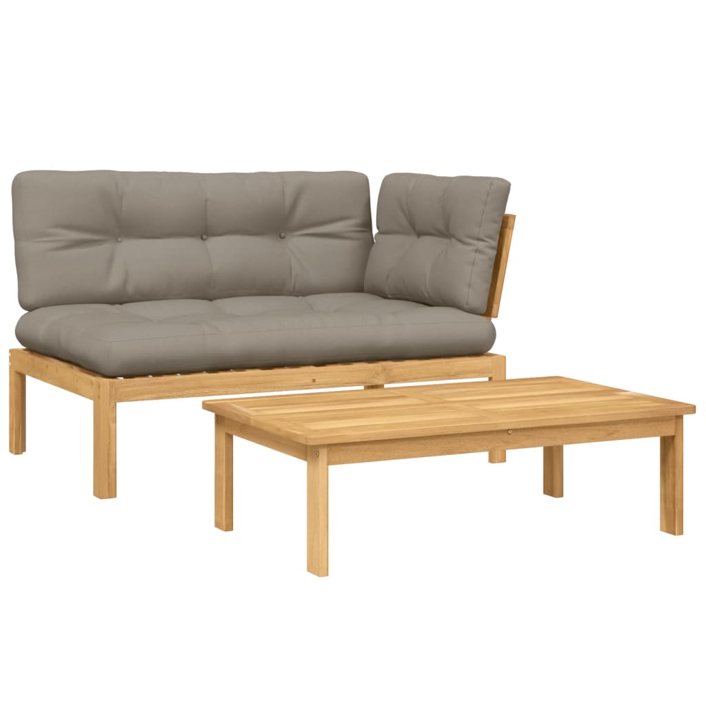 vidaXL 2 Piece Patio Pallet Sofa Set with Cushions Solid Wood Acacia-1