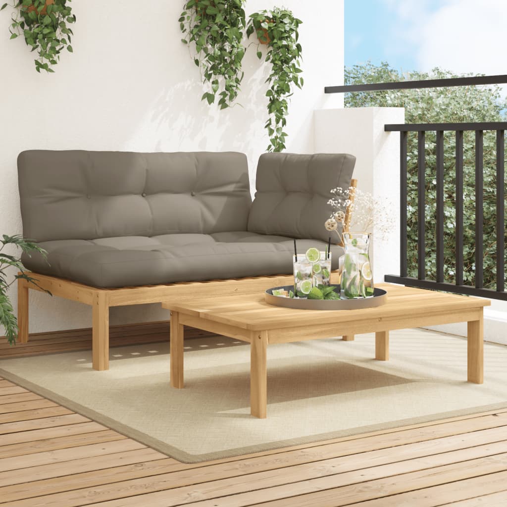 vidaXL 2 Piece Patio Pallet Sofa Set with Cushions Solid Wood Acacia-0