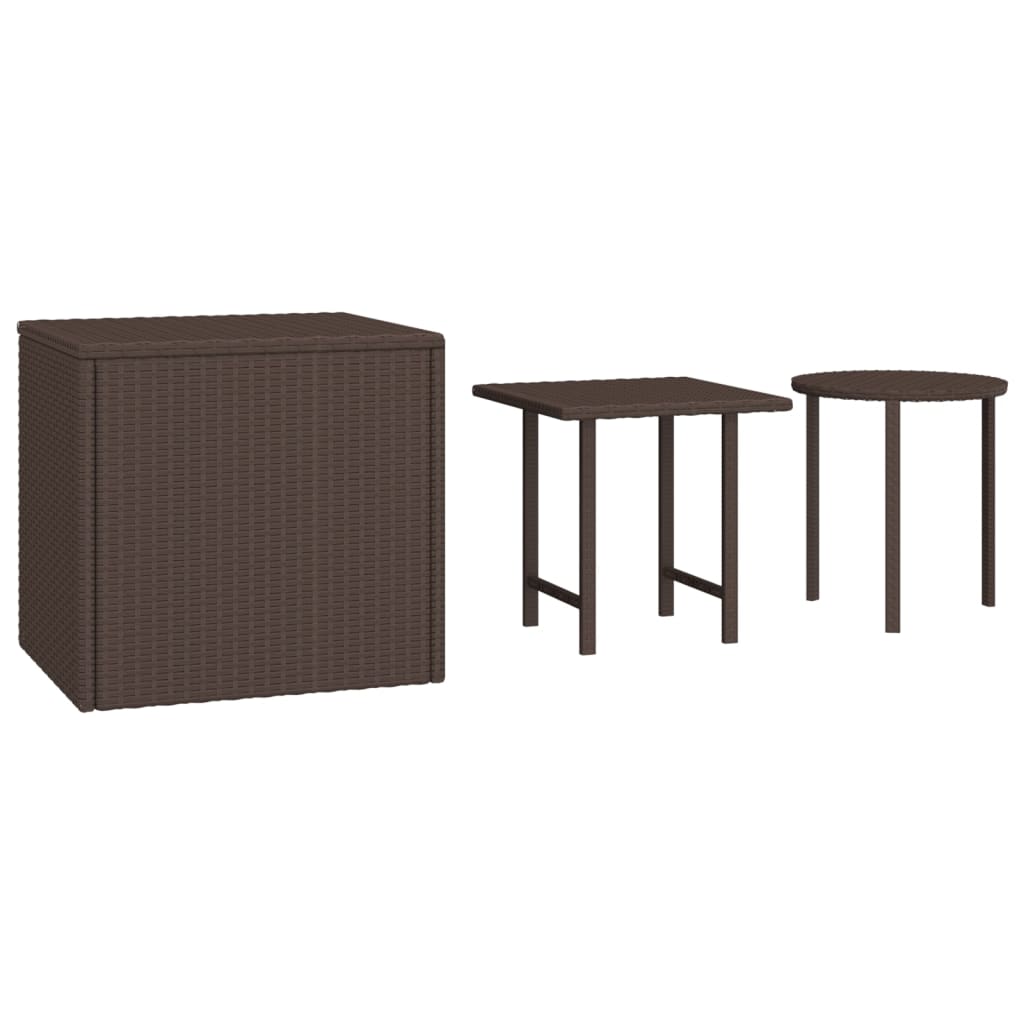 vidaXL Patio Side Tables 3 pcs Brown Poly Rattan-1