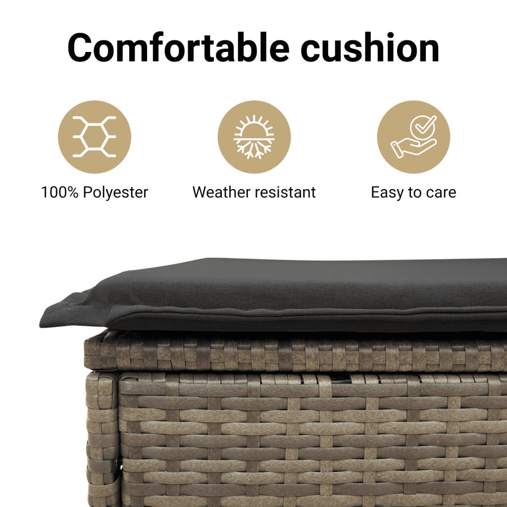 vidaXL Reclining Patio Bench with Cushions Beige Poly Rattan-19