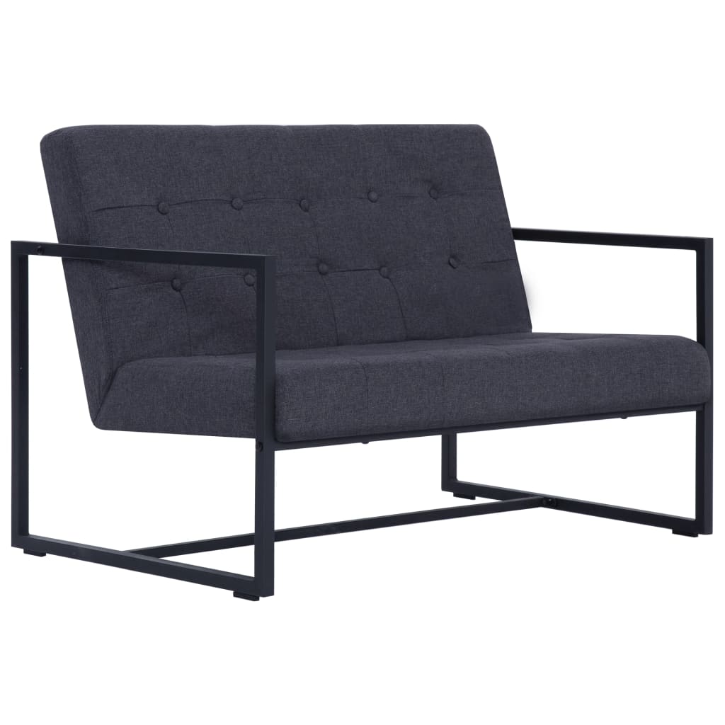 Sofa Loveseat with Armrests for Living Room Office Steel and Fabric