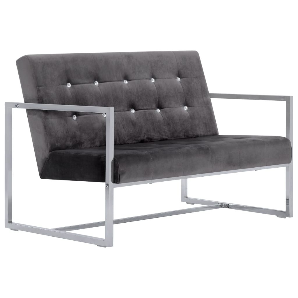 Sofa Loveseat with Armrests for Living Room Office Steel and Fabric