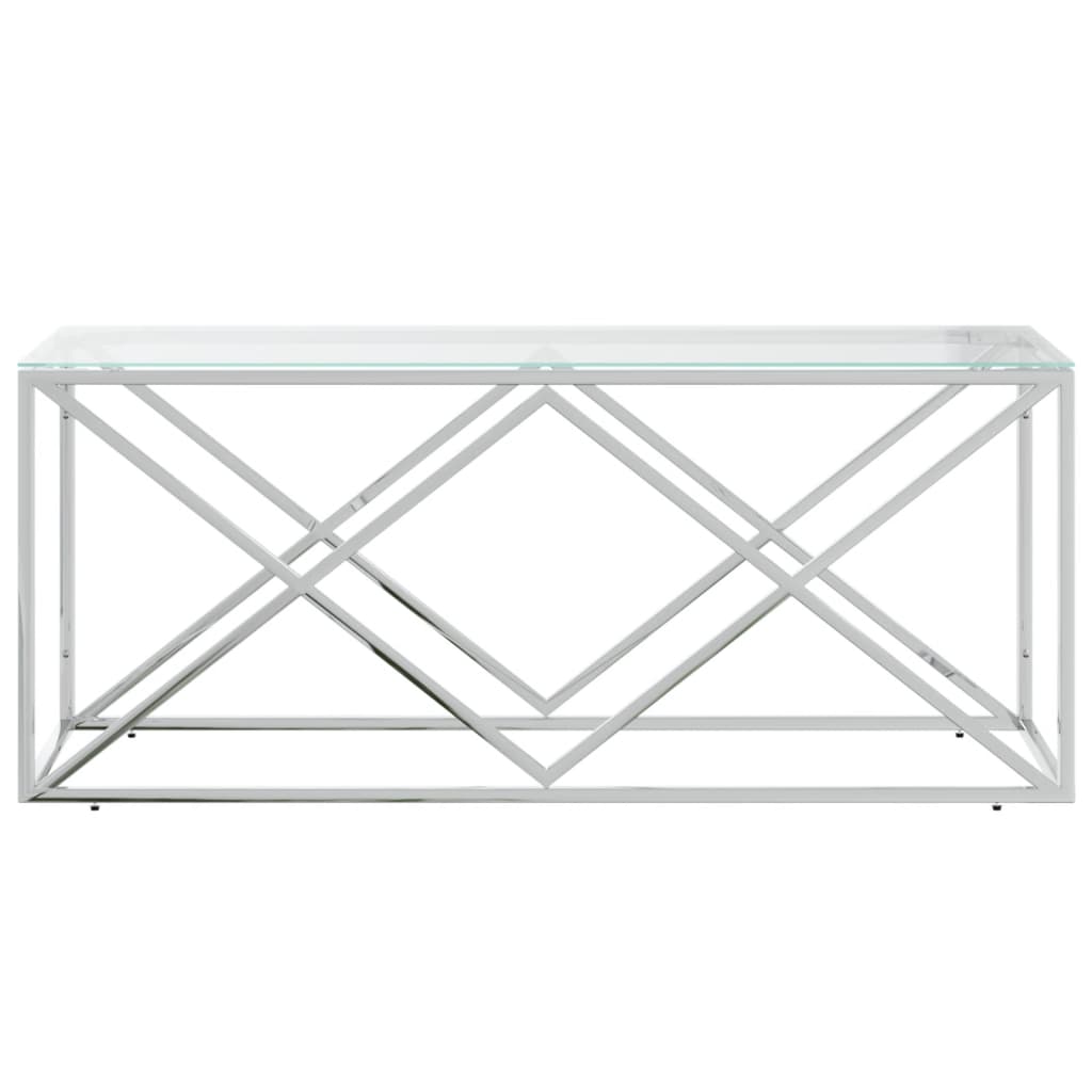 vidaXL Coffee Table 43.3"x17.7"x17.7" Stainless Steel and Glass-1