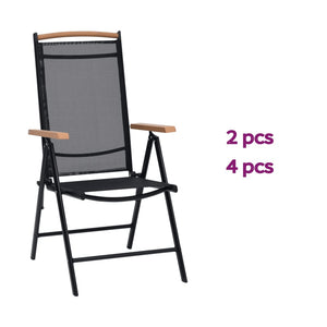 vidaXL Patio Folding Chairs Camping Garden Chair with Armrest Textilene Black-1