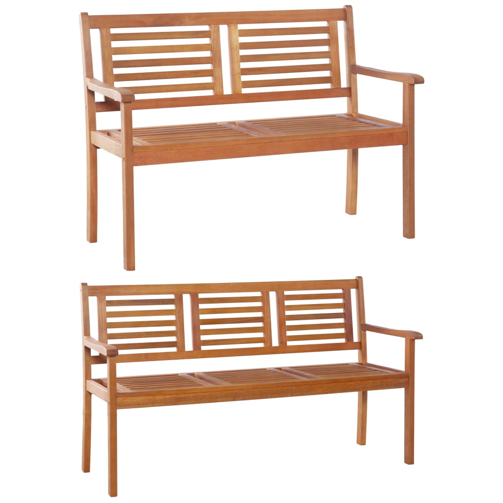 vidaXL Loveseat Wooden Outdoor Patio Bench with Backrest Solid Wood Eucalyptus-3