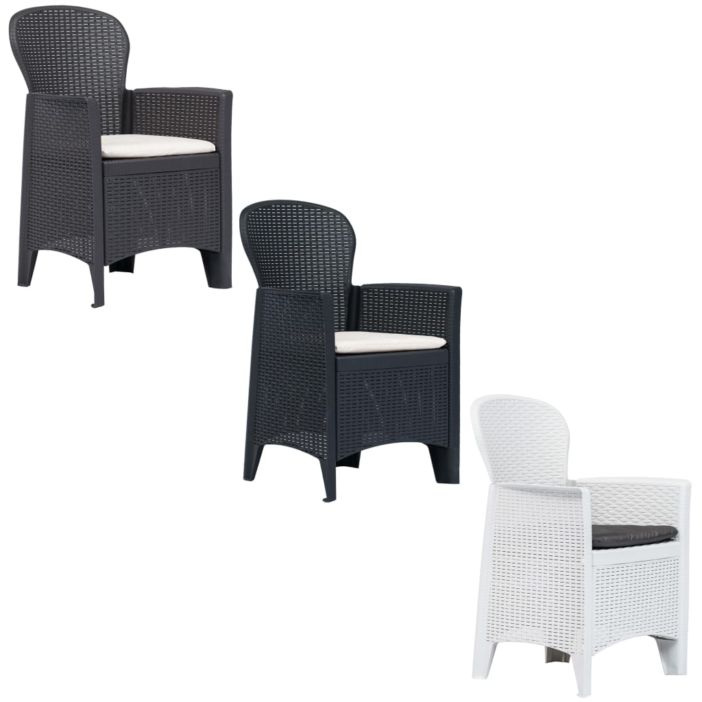 vidaXL Patio Chairs 2 Pcs Dining Single Chair with Cushion Plastic Rattan Look-6