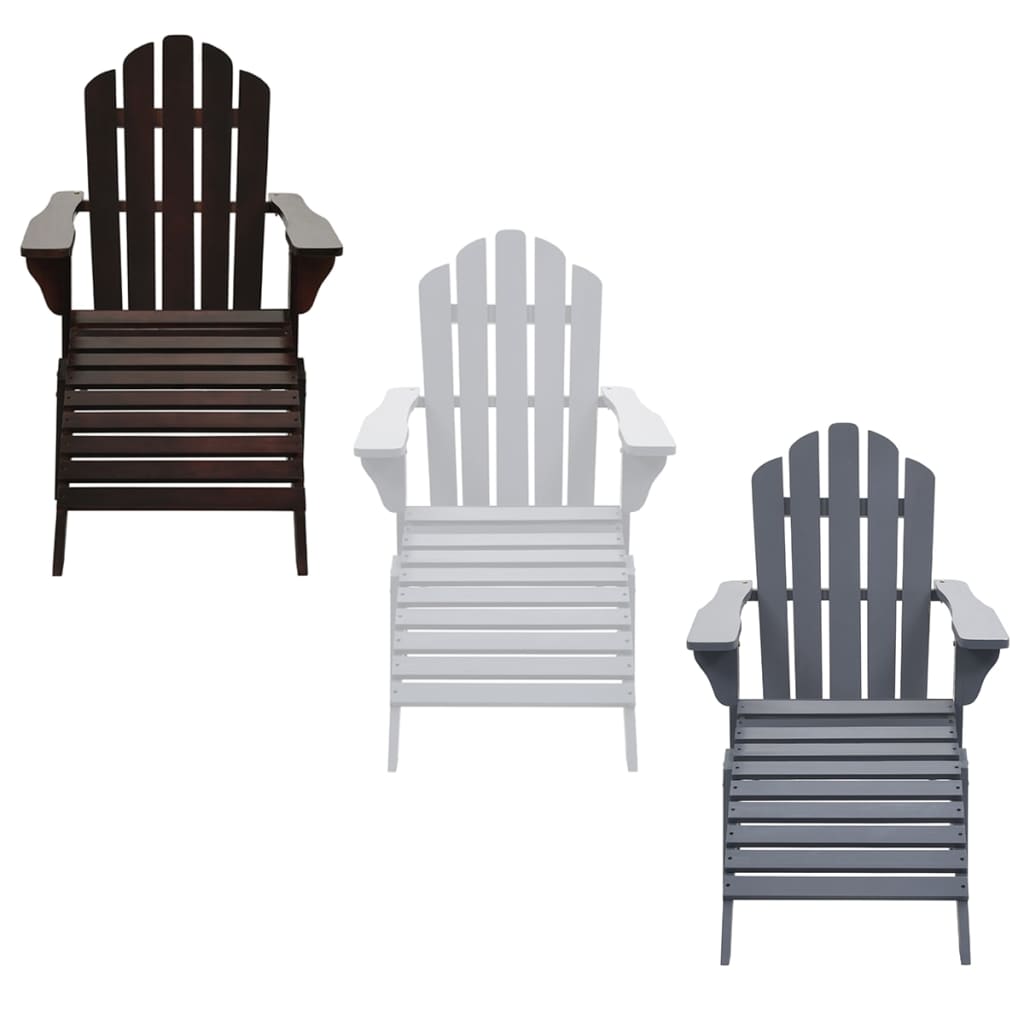 vidaXL Patio Chair Lawn Patio Adirondack Chair for Outdoor with Ottoman Wood-17