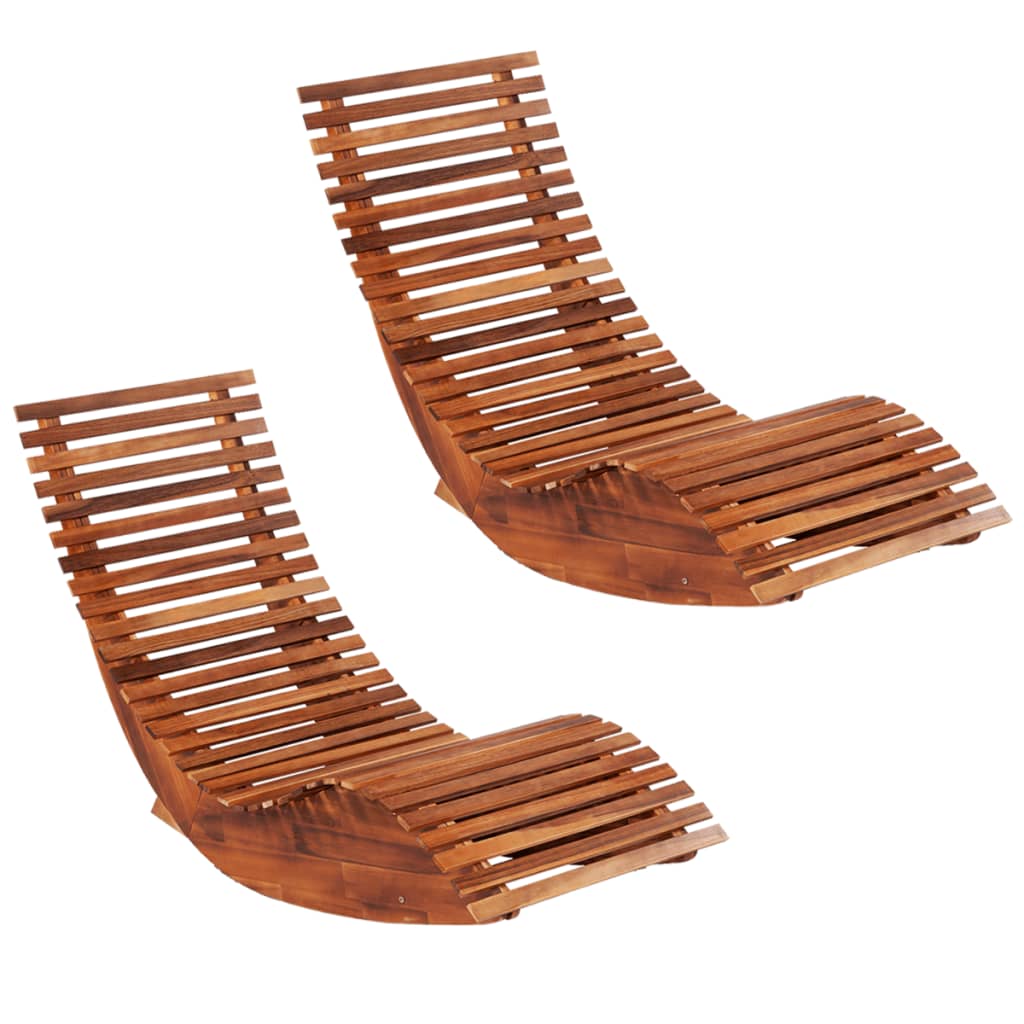 vidaXL Rocking Chair Patio Chaise Lounge Outdoor Daybed Solid Wood Acacia-2