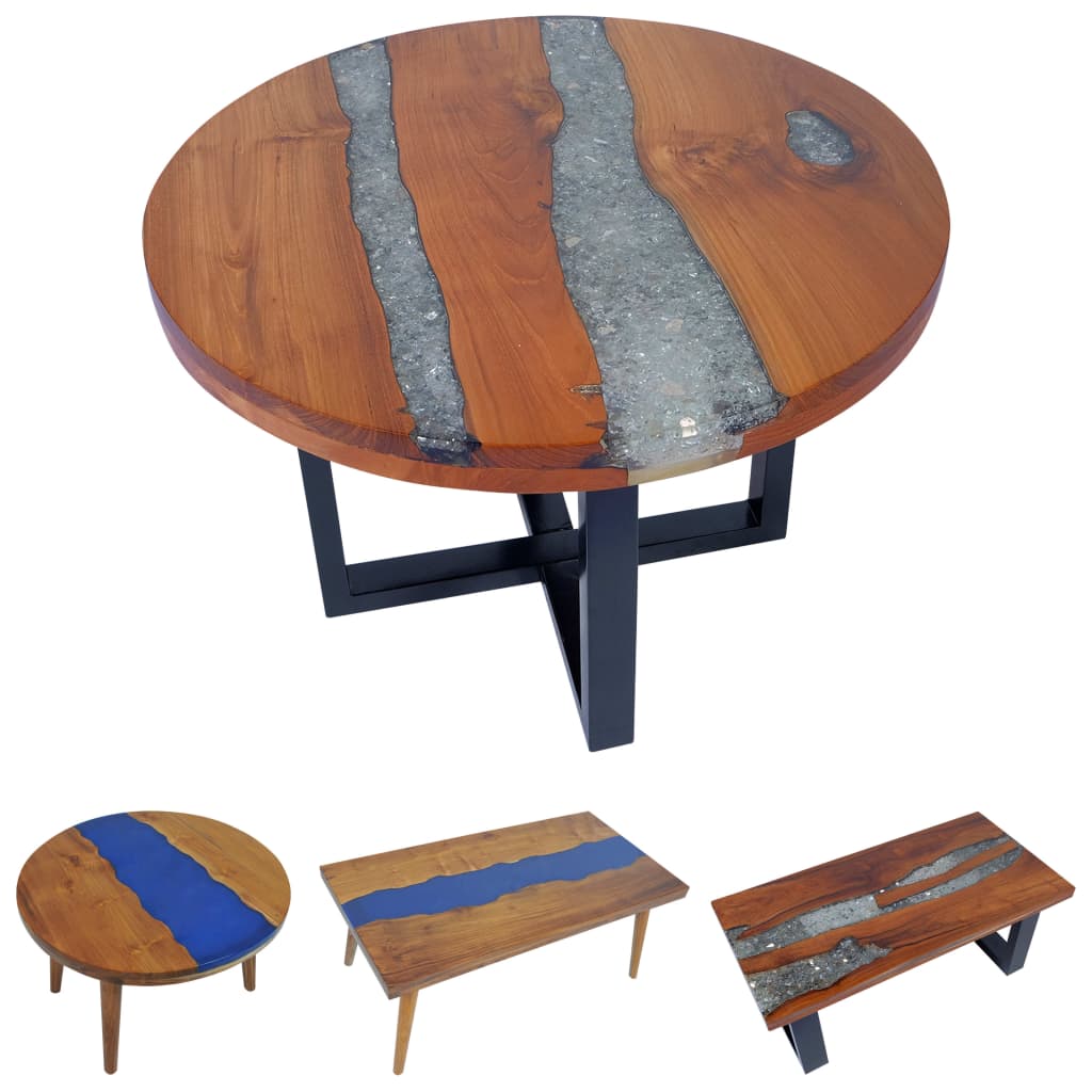 vidaXL Coffee Table End Table Side Table Living Room Furniture Teak Resin-10