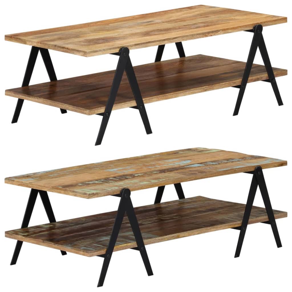vidaXL Coffee Table End Table Sofa Table with Storage Shelf Solid Wood Mango-1