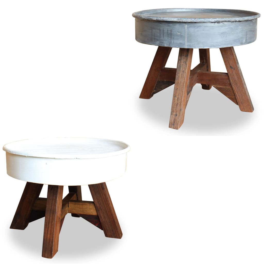 vidaXL Coffee Table Solid Reclaimed Wood 23.6"x17.7" Silver-8