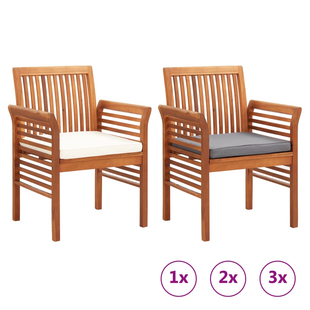 vidaXL Modern Dining Chair Patio Dining Chair with Cushion Solid Wood Acacia-3