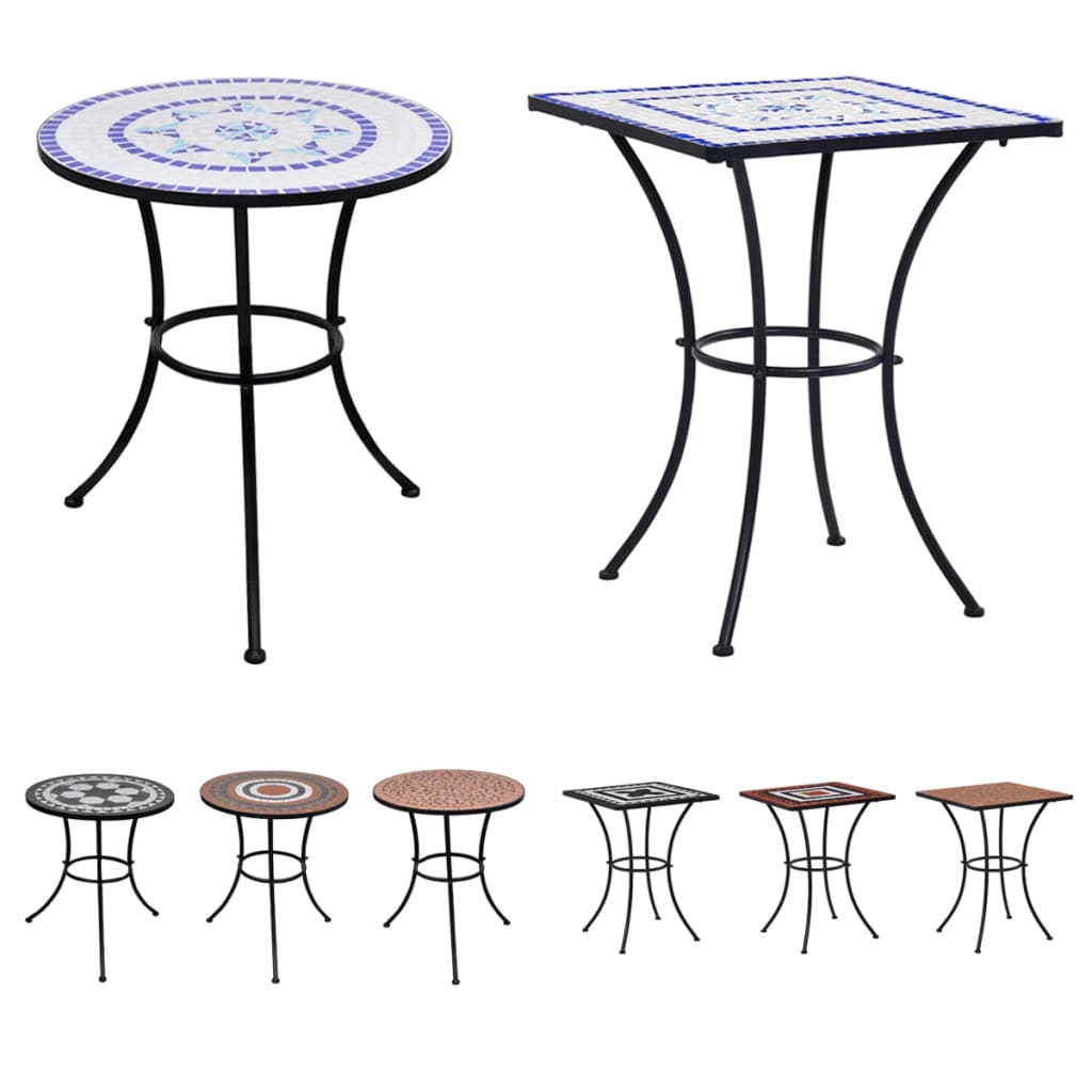 vidaXL Bistro Table Outdoor Side Table Garden Patio Porch Mosaic Table Ceramic-5