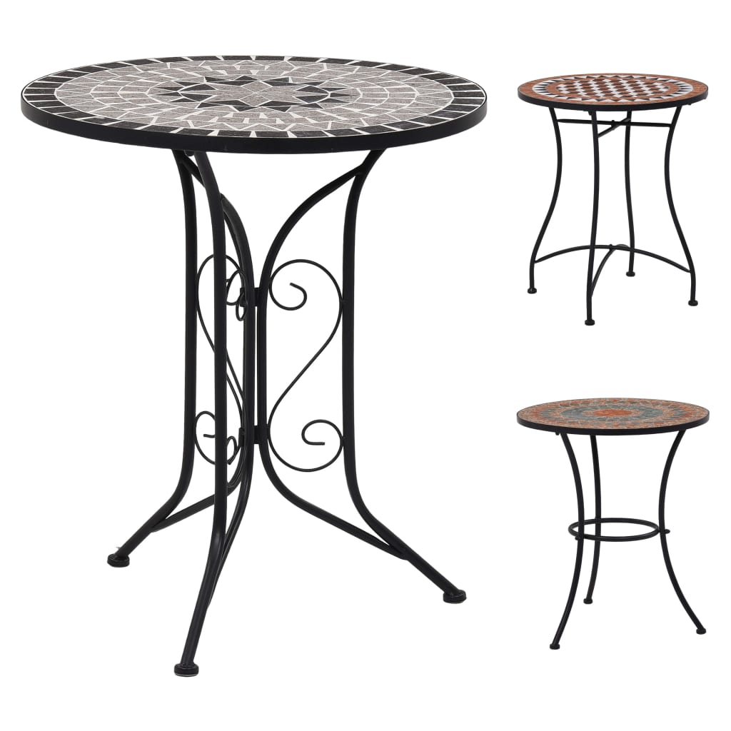 vidaXL Bistro Table Outdoor Side Table Garden Porch Patio Mosaic Table Ceramic-7