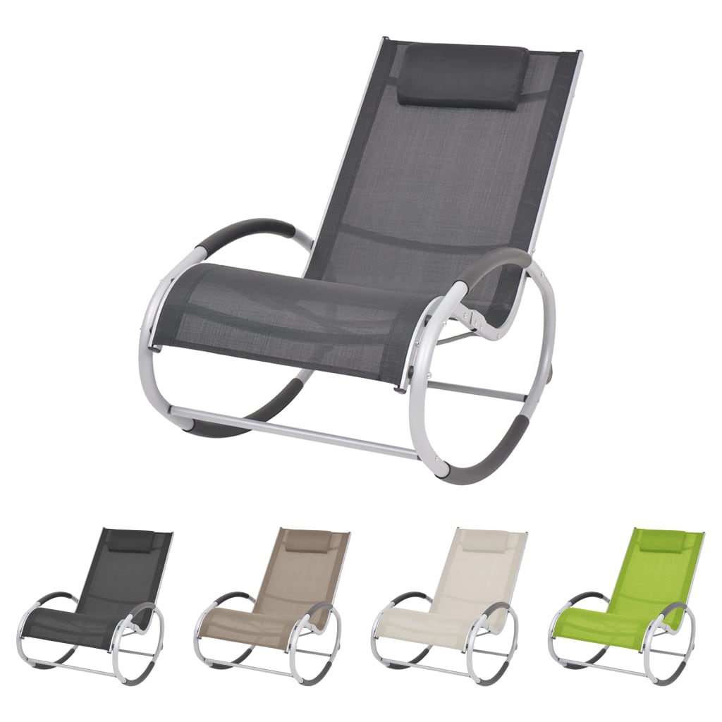 vidaXL Rocking Chair Outdoor Rocker Patio Rocking Chair with Pillow Textilene-5