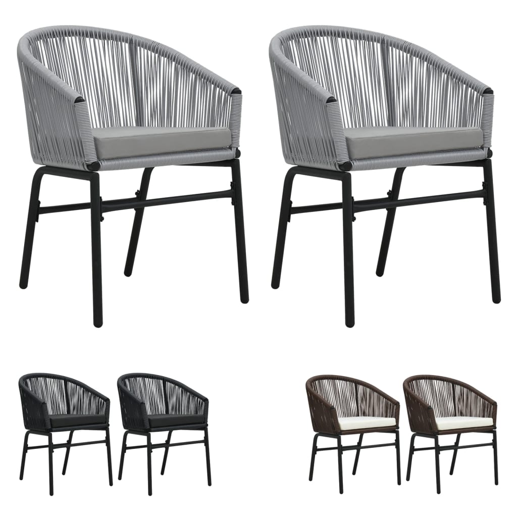 vidaXL Patio Chairs 2 Pcs Wicker Patio Dining Chair with Cushion PE Rattan-3