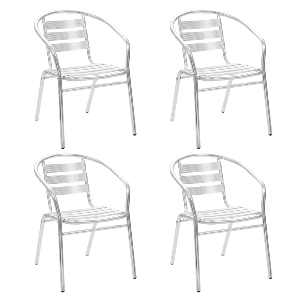 vidaXL Stackable Patio Chairs Outdoor Chair with Triple Slat Back Aluminum-12