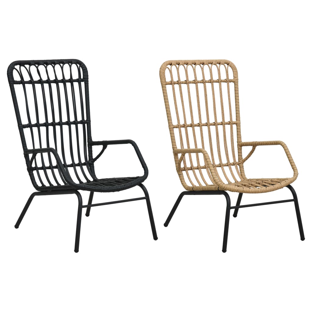 vidaXL Rattan Dining Chair Patio Rattan Wicker Chair with Armrest Poly Rattan-10