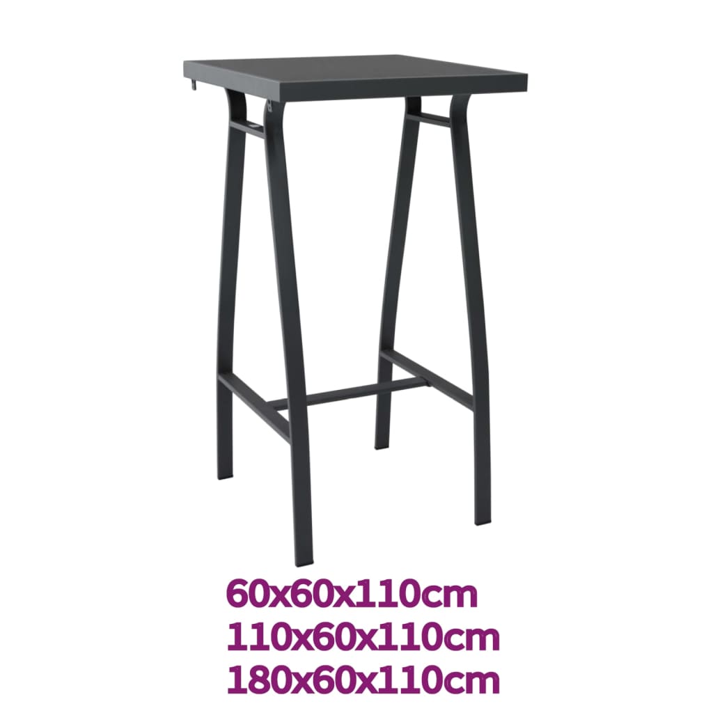 vidaXL Patio Bar Table Outdoor Counter Height Bar Table Black Tempered Glass-2